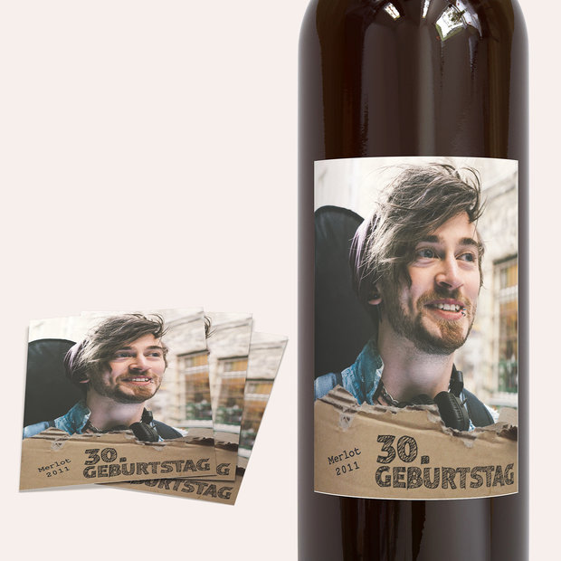 Weinetiketten Geburtstag - Kartonage