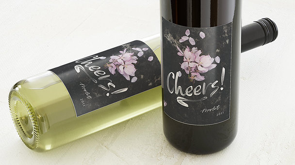 Weinetiketten Geburtstag - Grunge blossom