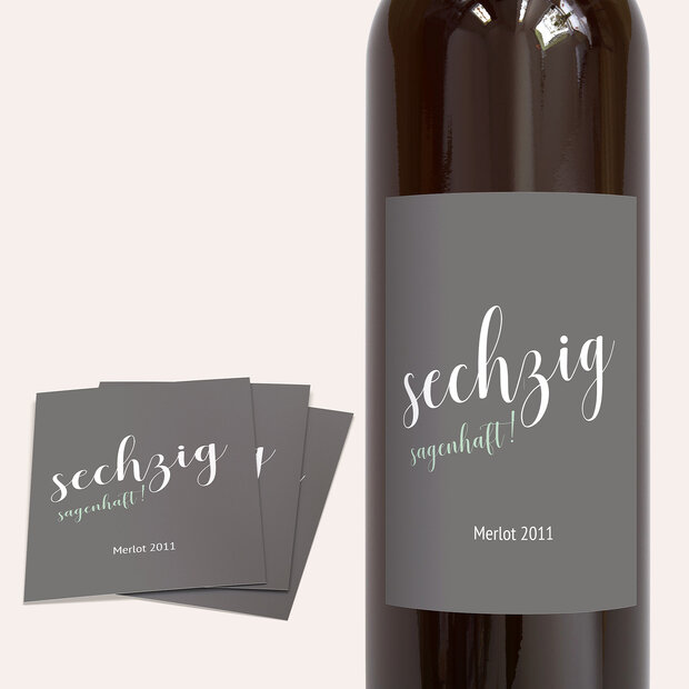 Weinetiketten Geburtstag - Sagenhafte Sechzig