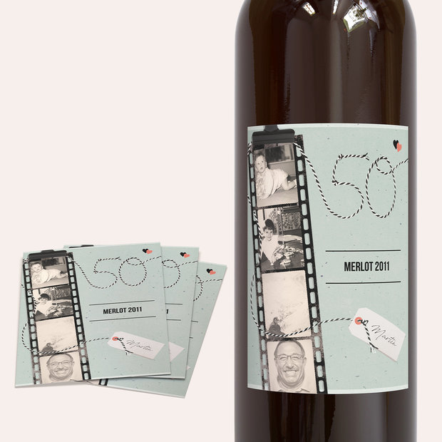 Weinetiketten Geburtstag - Filmstreifen 50