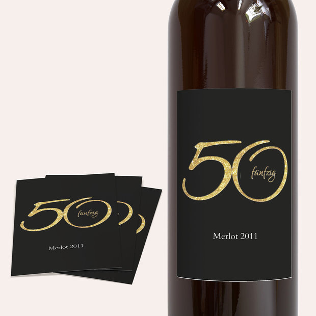 Weinetiketten Geburtstag - Glitzer 50
