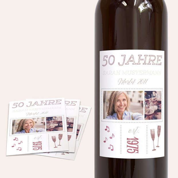 Weinetiketten Geburtstag - Terminsache 50