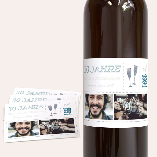 Weinetiketten Geburtstag - Terminsache 30