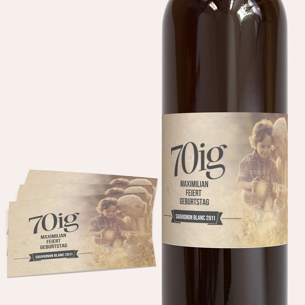 Étiquettes de vin Anniversaire - Retrofeier 70
