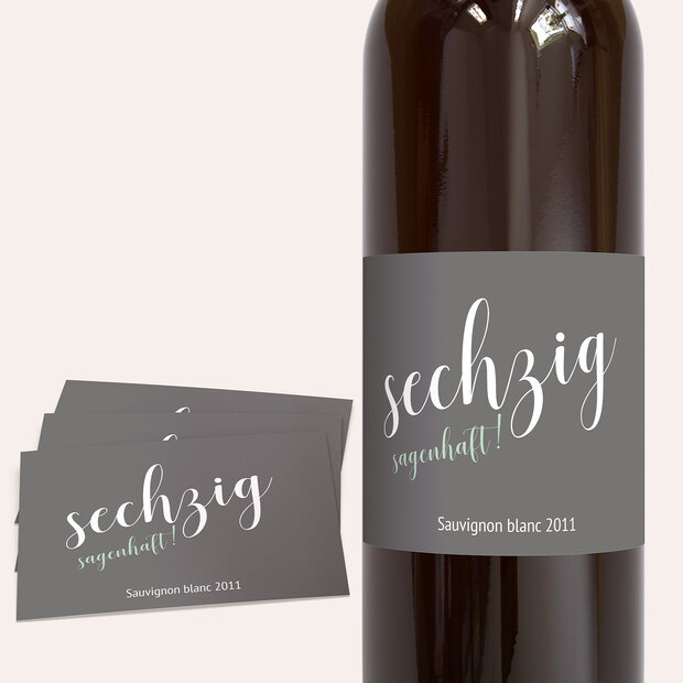 Weinetiketten Geburtstag - Sagenhafte Sechzig
