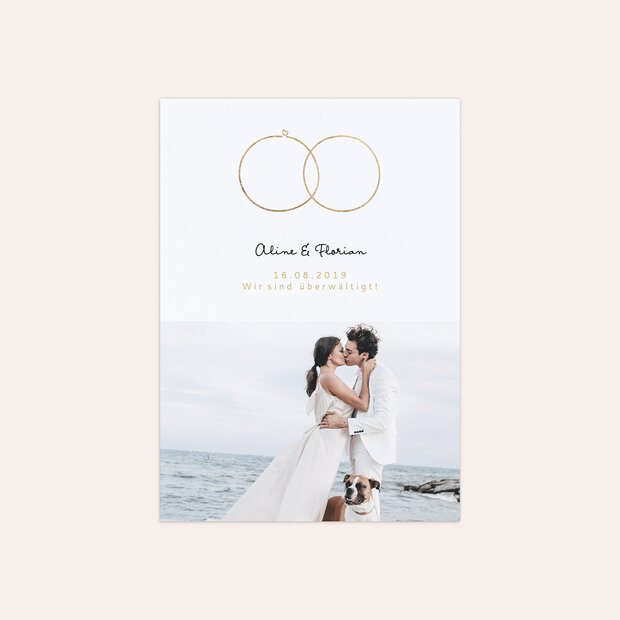 Danksagungskarte Hochzeit - Zarte Ringe