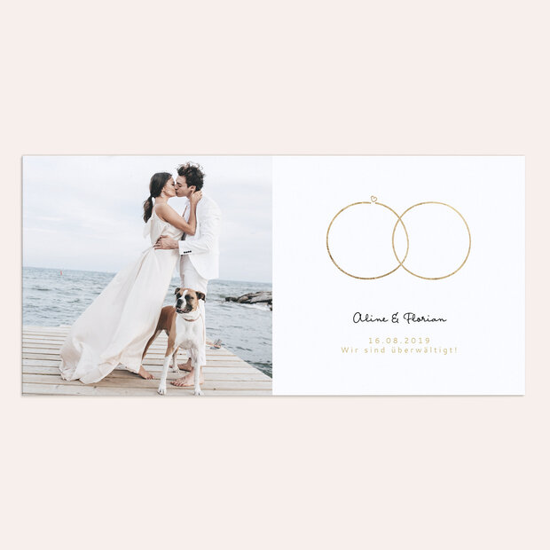 Danksagungskarte Hochzeit - Zarte Ringe