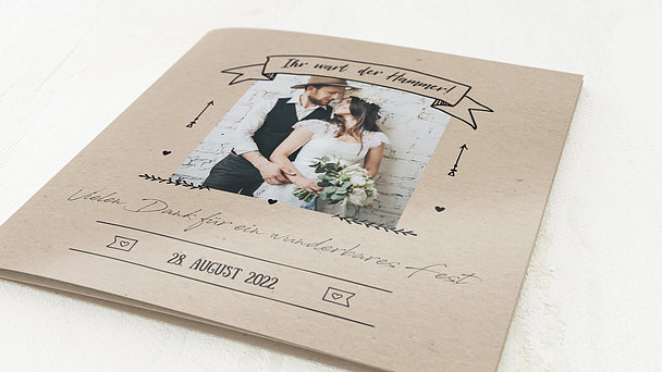 Danksagungskarte Hochzeit - Kraftpapier