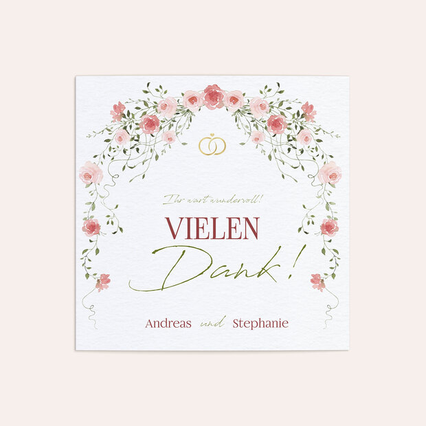 Danksagungskarte Hochzeit - Vorhang aus Rosen