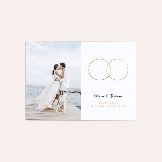 Danksagungskarte Hochzeit - Zarte Ringe