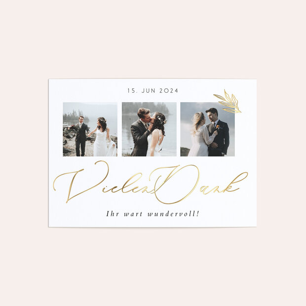 Danksagungskarte Hochzeit - Vom Glück geküsst