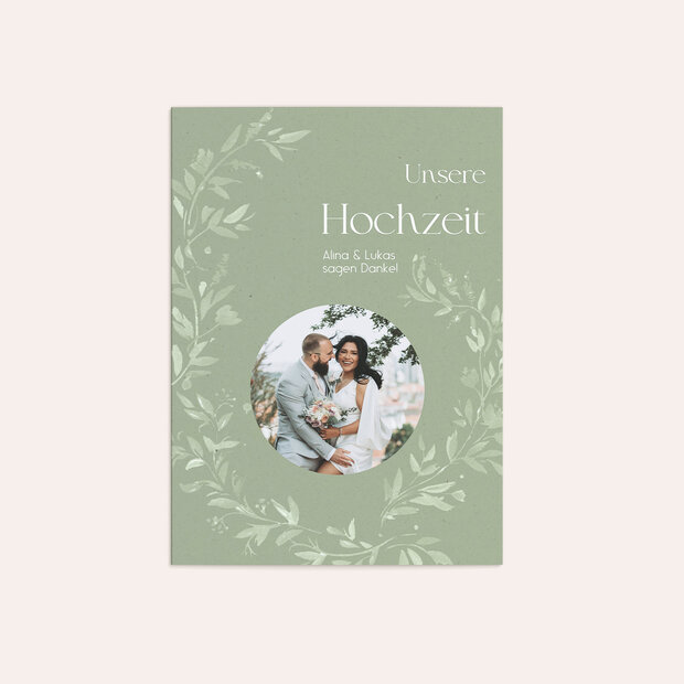 Danksagungskarte Hochzeit - Grüne Anmut