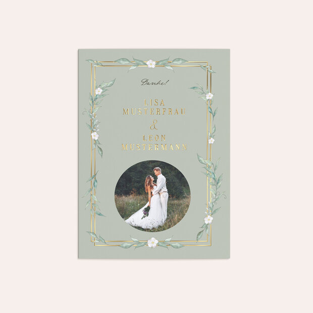 Danksagungskarte Hochzeit - Rosenzweige