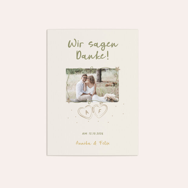 Danksagungskarte Hochzeit - Herzensgrün