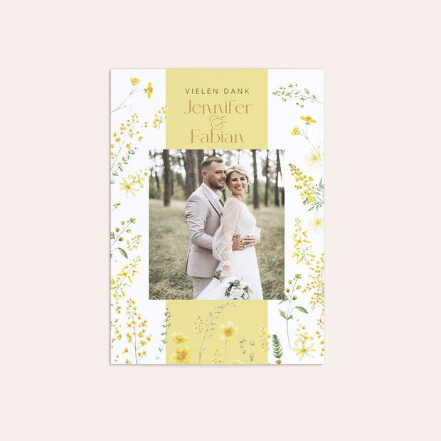 Danksagungskarte Hochzeit - Gelbgoldene Idylle