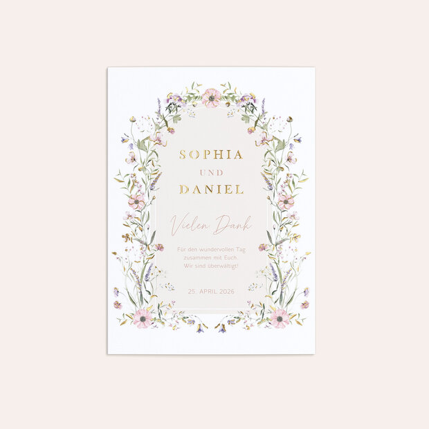Danksagungskarte Hochzeit - Verheißungsvoller Blütenbogen