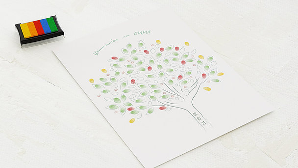 Fingerabdruckposter - Frühling Baum Kommunion