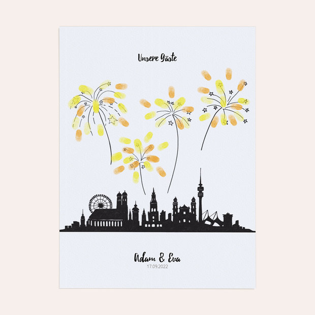 Fingerabdruckposter - Feuerwerk Skyline