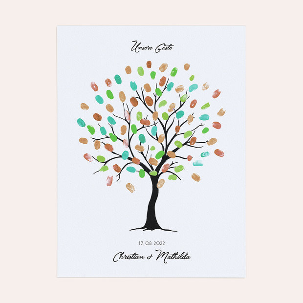 Fingerabdruckposter - Hochzeitsbaum Wir