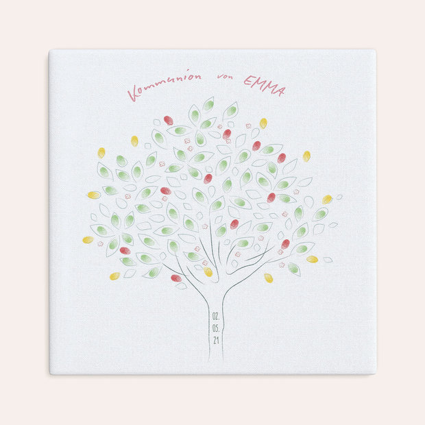 Fingerabdruckposter - Frühling Baum Kommunion