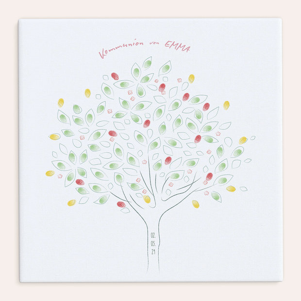 Fingerabdruckposter - Frühling Baum Kommunion
