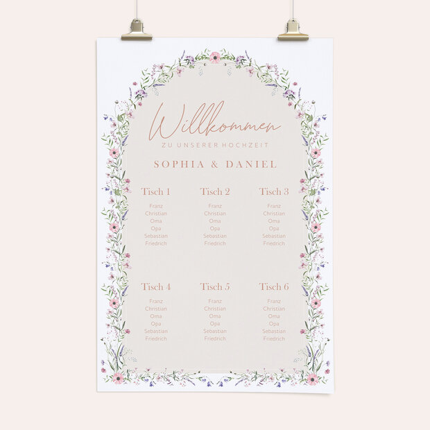 Sitzplan Hochzeit - Verheißungsvoller Blütenbogen