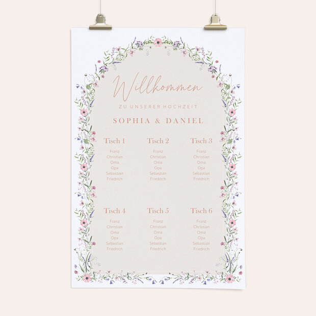 Sitzplan Hochzeit - Verheißungsvoller Blütenbogen