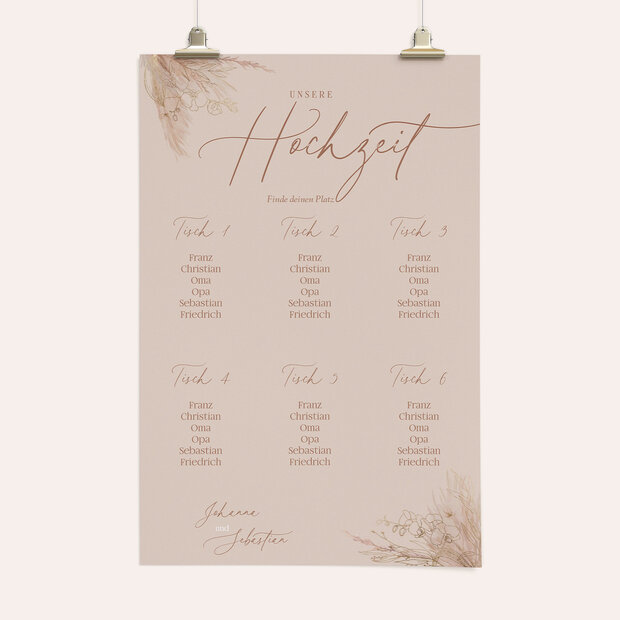 Sitzplan Hochzeit - Toffee Boho