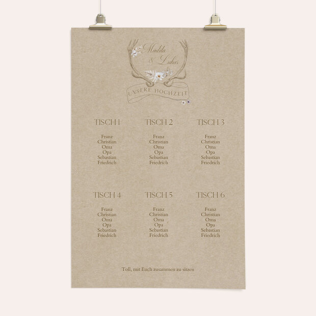 Sitzplan Hochzeit - Liebesgeweih