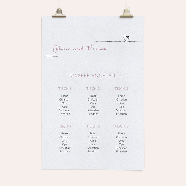 Sitzplan Hochzeit - Schleifenherz