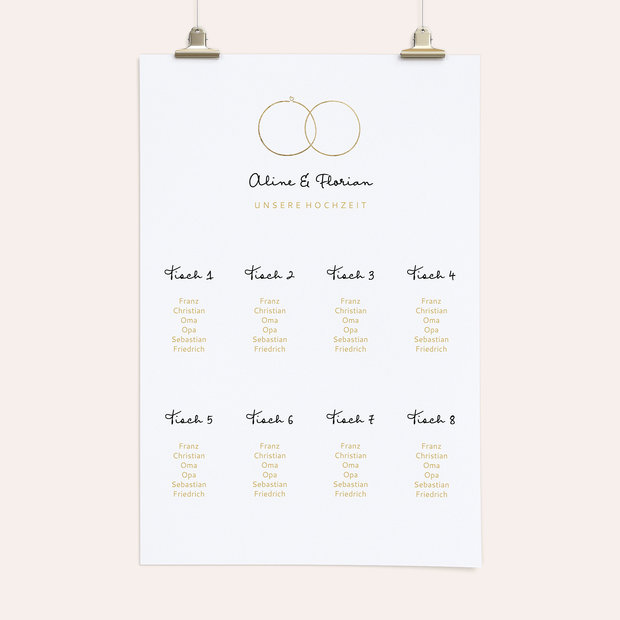 Sitzplan Hochzeit - Zarte Ringe