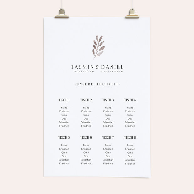 Sitzplan Hochzeit - Shiny love