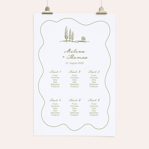 Sitzplan Hochzeit - Toskana Vibes