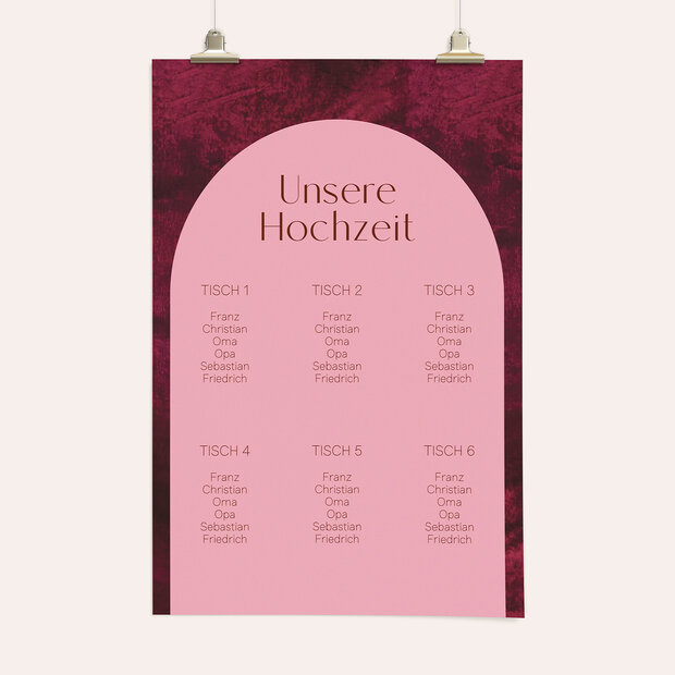Sitzplan Hochzeit - Samt & Stil