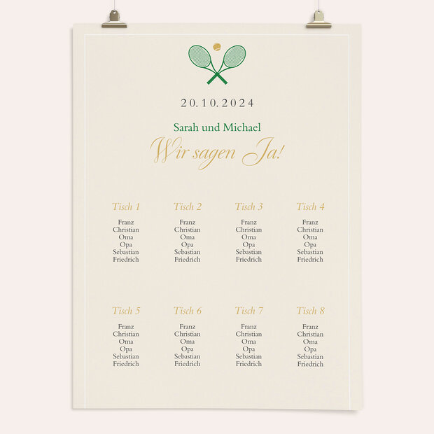 Sitzplan Hochzeit - Love, Set, Match