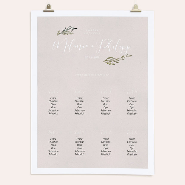 Sitzplan Hochzeit - Elegant gerankt