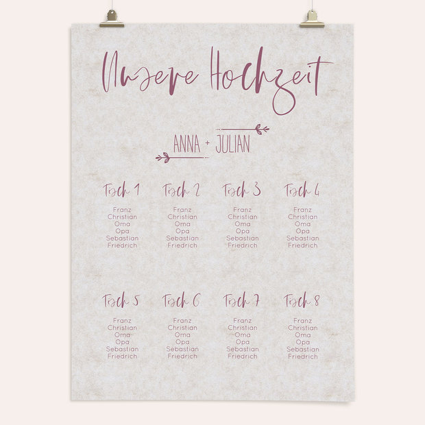 Sitzplan Hochzeit - Zeitloses Strahlen