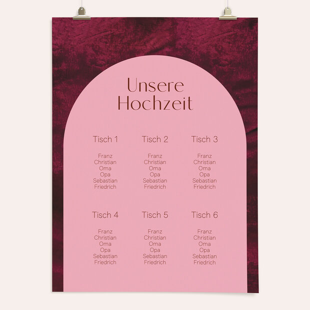 Sitzplan Hochzeit - Samt & Stil