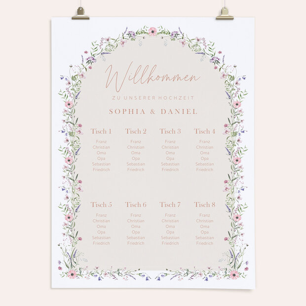 Sitzplan Hochzeit - Verheißungsvoller Blütenbogen