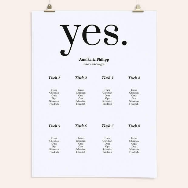 Sitzplan Hochzeit - Yes, I will