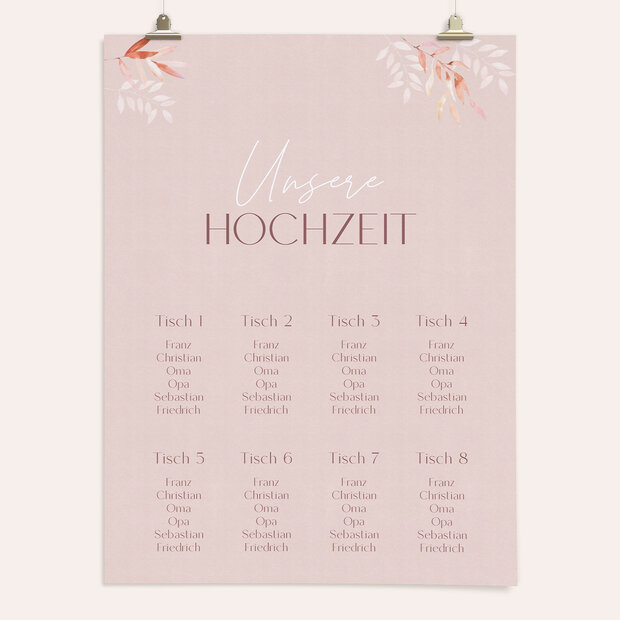 Sitzplan Hochzeit - Inspiriert von Farnen