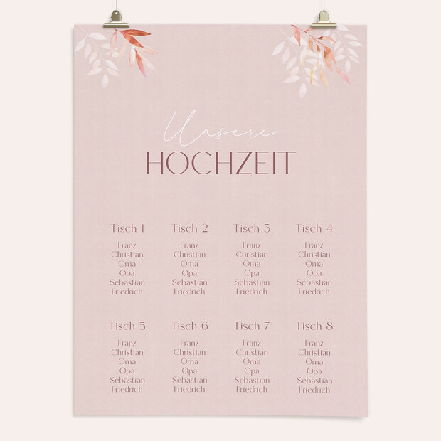 Sitzplan Hochzeit - Inspiriert von Farnen
