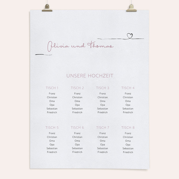 Sitzplan Hochzeit - Schleifenherz