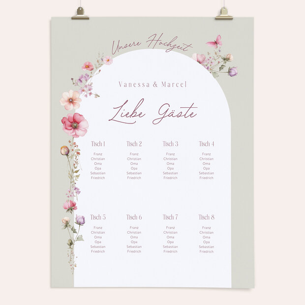 Sitzplan Hochzeit - Boho Bloom