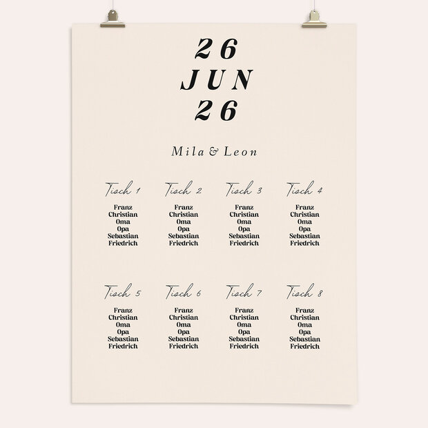 Sitzplan Hochzeit - Ewigkeit