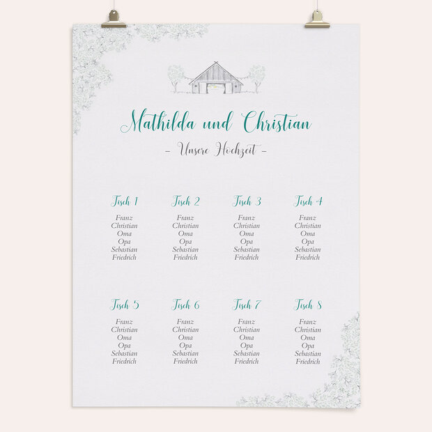 Sitzplan Hochzeit - Auf dem Land