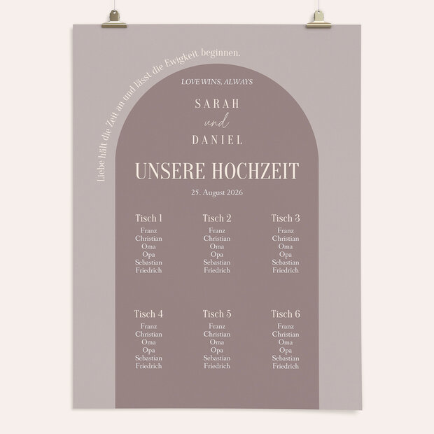 Sitzplan Hochzeit - Mocha Harmonie