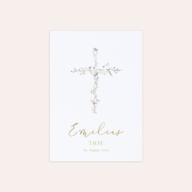 Taufkarten - Cross of Flowers