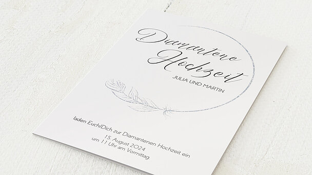 Diamantene Hochzeit Einladung Liebesspur Detail 