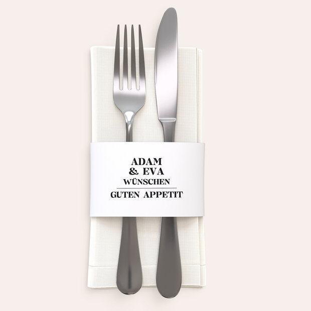 Besteckbanderolen und Serviettenanhänger - Das große Wort